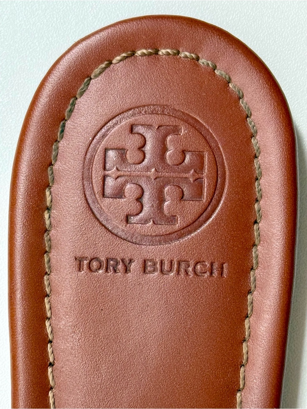 Tory Burch Cognac Leather Logo Thong Sandals WORN ONCE - Picture 2 of 11